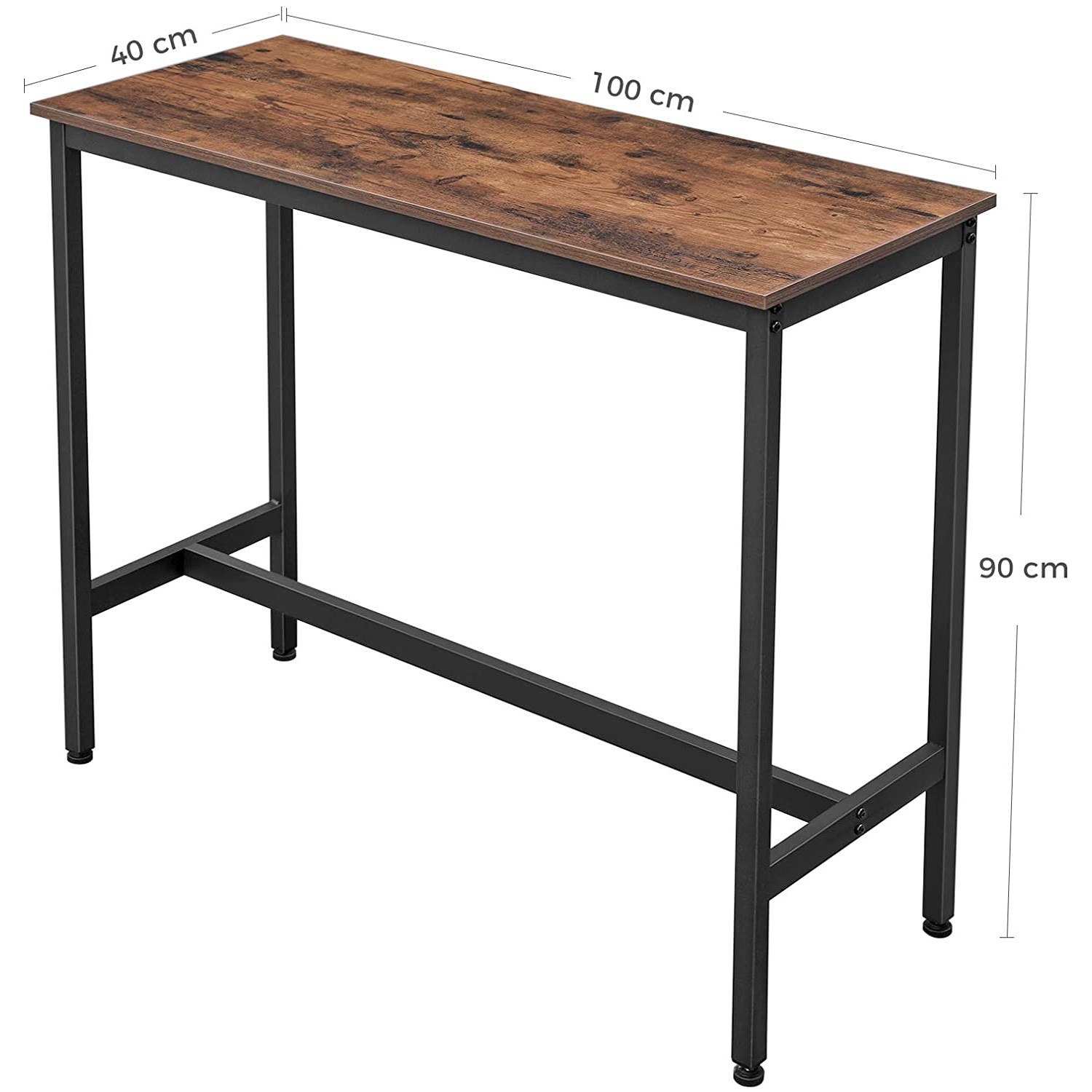 barový stôl 100x40x90cm hnedý drevo kov megamix.sk