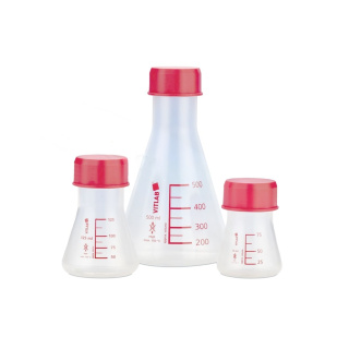 Erlenmeyerova banka z PMP s červeným uzáverom – 1000 ml, GL 45
