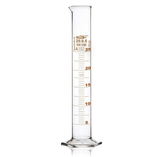 Odmerný valec sklenený, 500 ml, trieda A, hnedá stupnica, sklenená základňa, s certifikátom