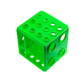 Multistojan na skúmavky 4v1, veľký, zelený – PP, 110 × 110 × 110 mm, laboratórny