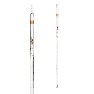 Pipeta viacrozmerová, 10 ml, trieda B, hnedá stupnica, "0" na vrchu