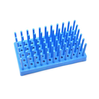 Stojan na skúmavky typu Jež, modrý, 50 miest, priemer 16 mm – PP, autoklávovateľný