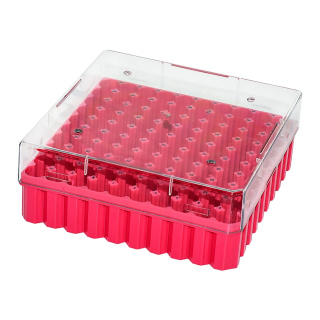 Cryo box na mrazenie, 100 miest, 1,5–2,0 ml, ružový – PC, -190 až +121 °C, autoklávovateľný