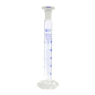 Odmerný valec sklenený s korkom PP, 250 ml, trieda A, brúsený spoj 29/32, s certifikátom – GLASSCO