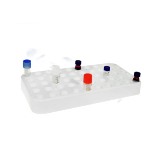 Stojan na mrazenie, 50 miest, pre kryoskúmavky a chromatografické vialky, max. priemer 12 mm – autoklávovateľný