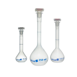 Odmerná banka z PP so zátkou, trieda B – 50 ml, DIN EN ISO 1042