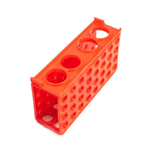 Multistojan na skúmavky 4v1, malý, červený – PP, laboratórny