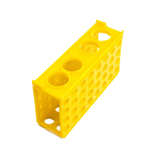 Multistojan na skúmavky 4v1, malý, žltý – PP, 170 × 90 × 50 mm, laboratórny