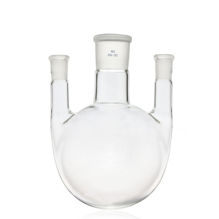 Trojhrdlá banka s guľatým dnom, priame hrdlá, 1000 ml, brúsy 29/29/29, borosilikátové sklo (BORO 3.3)