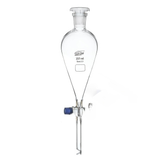 Kužeľový oddeľovací lievik Squibb, 30 ml, brús 14/23, sklenený kohútik, borosilikátové sklo (BORO 3.3)