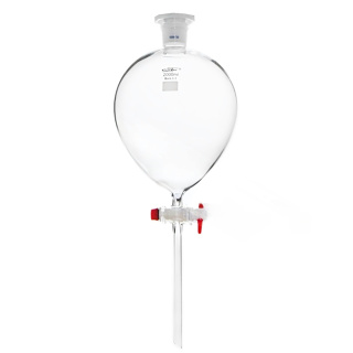 Hruškový rozdeľovač s PP zátkou, 250 ml, brús 29/32, PTFE kohútik, borosilikátové sklo (BORO 3.3)