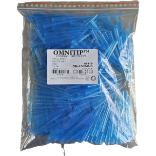 Špičky Omnitip k pipetám, 100–1000 µl, 83 mm, modré – 250 ks, vo vrecku