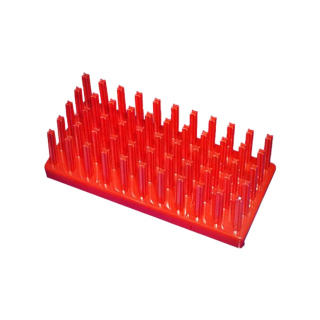Stojan na skúmavky typu Jež, červený, priemer 17–20 mm – PP, autoklávovateľný