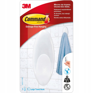 Držiak háčik do kúpeľne veľký a 2 upevňovacie prúžky