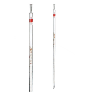 Pipeta viacrozmerová, 5 ml, trieda B, hnedá stupnica, "0" na vrchu