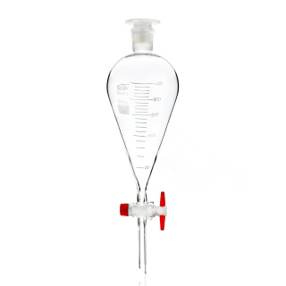 Kužeľový oddeľovací lievik Squibb so stupnicou, 50 ml, brús 19/26, PTFE kohútik, borosilikátové sklo (BORO 3.3)