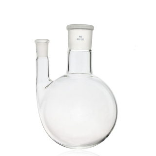 Dvojhrdlá banka s guľatým dnom, priame hrdlá, 100 ml, brúsy 29/32 a 14/23, borosilikátové sklo (BORO 3.3)