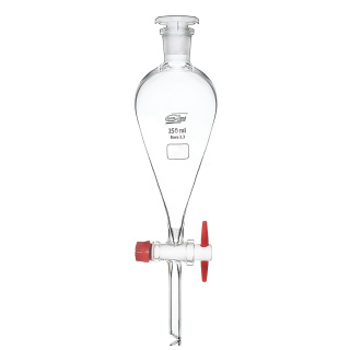 Kužeľový oddeľovací lievik Squibb, 2000 ml, brús 29/32, PTFE kohútik, borosilikátové sklo (BORO 3.3)