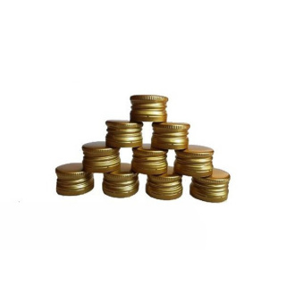 Vrchnák hliníkový skrutkovací uzáver 28/18 mm 50ks zlatá