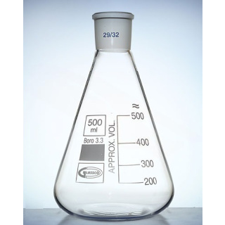 Erlenmeyerova kužeľová banka s brúsom 29/32, 250 ml, GLASSCO, borosilikátové sklo (BORO 3.3)