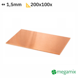 Medený plech 200x100x1,5 mm