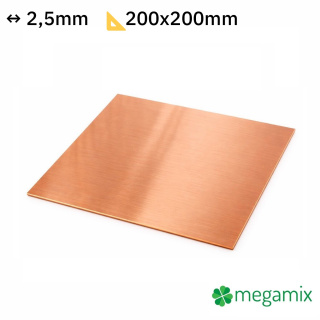Medený plech 200x200x2,5 mm
