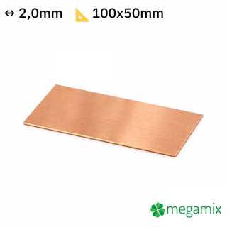 Medený plech 100x50x2,0 mm