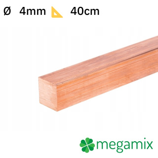 Medená tyč štvorcová 04x04mm 40cm