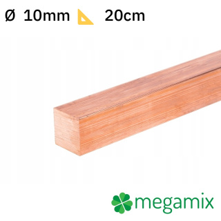 Medená tyč štvorcová 10x10mm 20cm