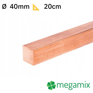 Medená tyč štvorcová 40x40mm 20cm