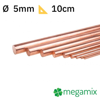Medená tyč Φ5mm 10cm