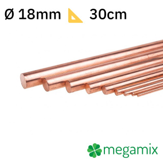Medená tyč Φ18mm 30cm