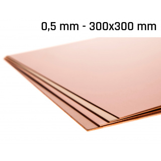 Medený plech hrúbka 0,5 mm rozmer 300x300 mm medená Cu forma
