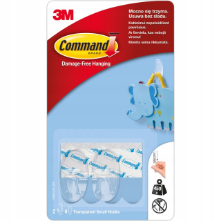 Priehľadné háčiky 2ks a 4ks montážne prúžky