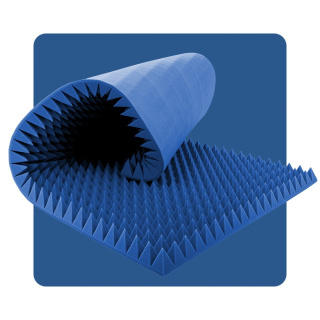 Akustický panel pena Pyramída 200×100 cm 6 cm modrý