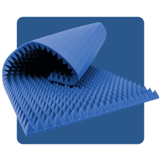 Akustický panel pena Pyramída 200×100 cm 8 cm modrý