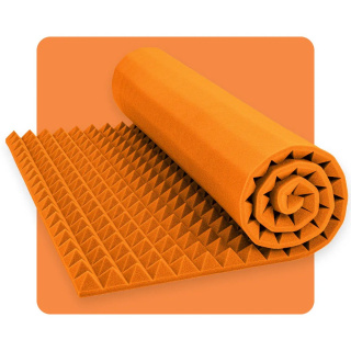 Akustický panel pena Pyramída 200×100 cm 5 cm oranžový