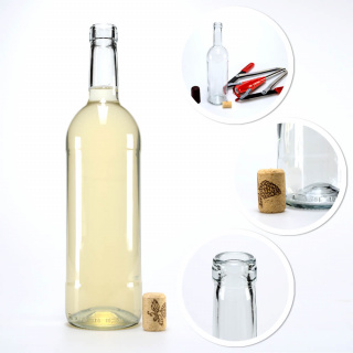 Sklenená fľaša na víno 750ml 31cm biela