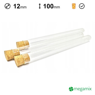 Sklenené skúmavky s korkom 100mm priemer 12mm 10ks