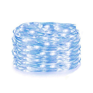 Svetelný drôtik 20ks LED modrá farba 2m na batérie AA