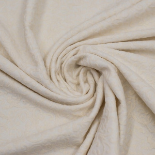 Látka žakárová pletenina ecru zlatá lurex 0,5m