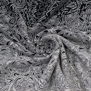 Látka žakárová pletenina čierno-biela kvety bordúra 0,5m