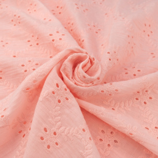 Látka batist vyšívaný broskyňová bavlnený 0,5m