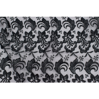 Látka čipka gipiura čierna na tyle 0,5m