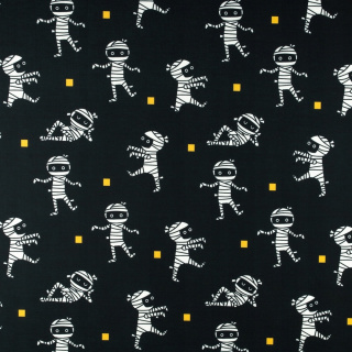 Látka tepláková s pútkom čierna Halloween vzor 0,5m