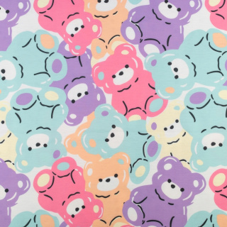 Látka tepláková pletenina farebné macíky vzor 0,5m