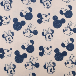 Látka tepláková béžová pletenina Mickey Mouse vzor 0,5m