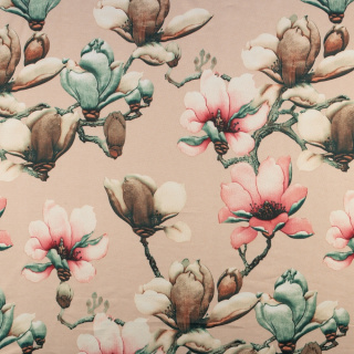 Látka Jersey ITY béžová hladká kvety pletenina 0,5m