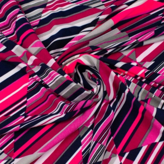 Látka Jersey ITY ružová štvorce pletenina 0,5m