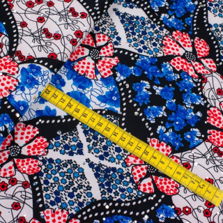 Látka Jersey ITY kvety flitre pletenina 0,5m